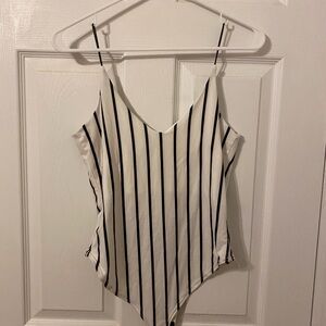 Gaze Black and White Striped Bodysuit